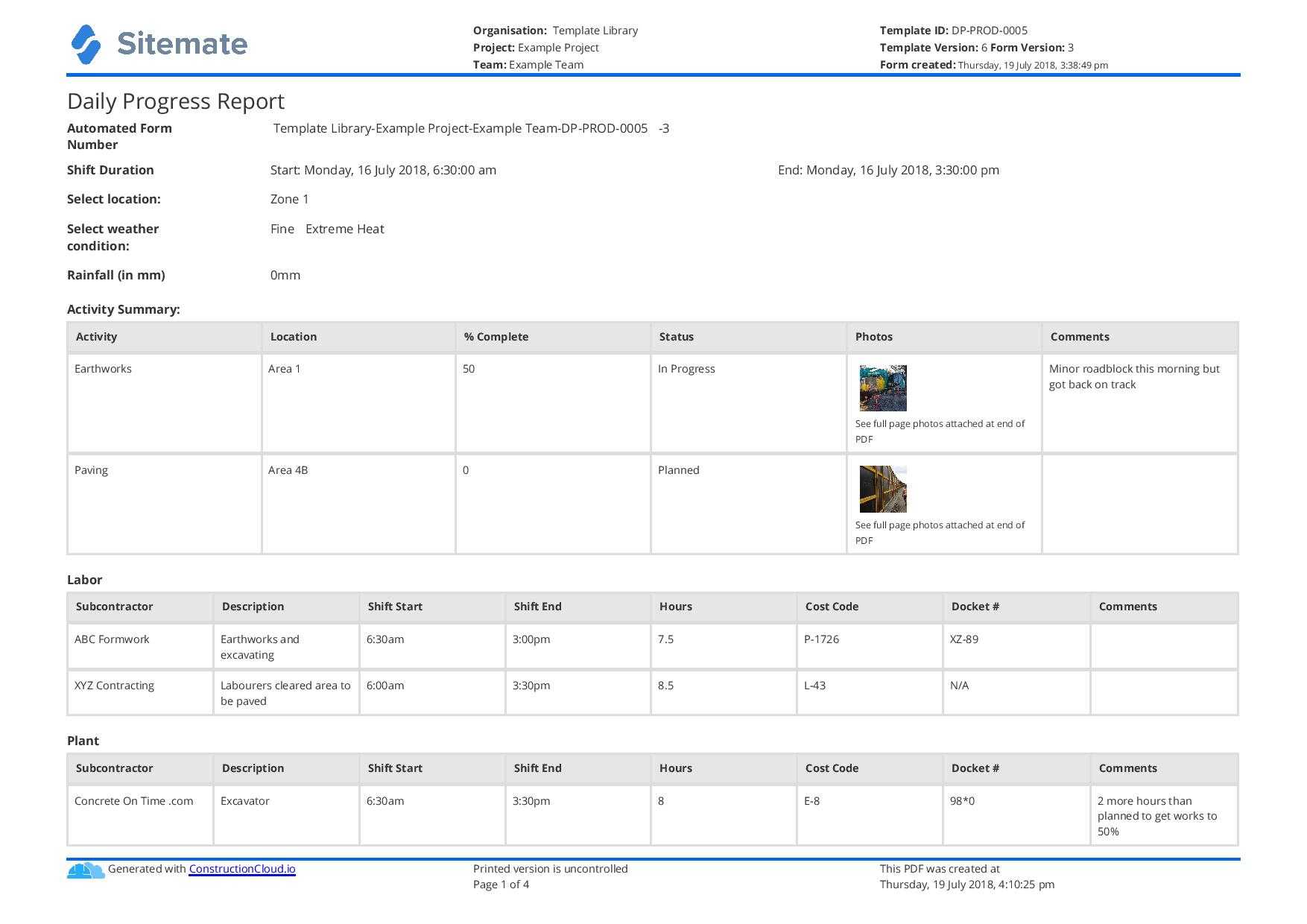 Free Construction Daily Report Template (Better Than Pdf In Daily Activity Report Template