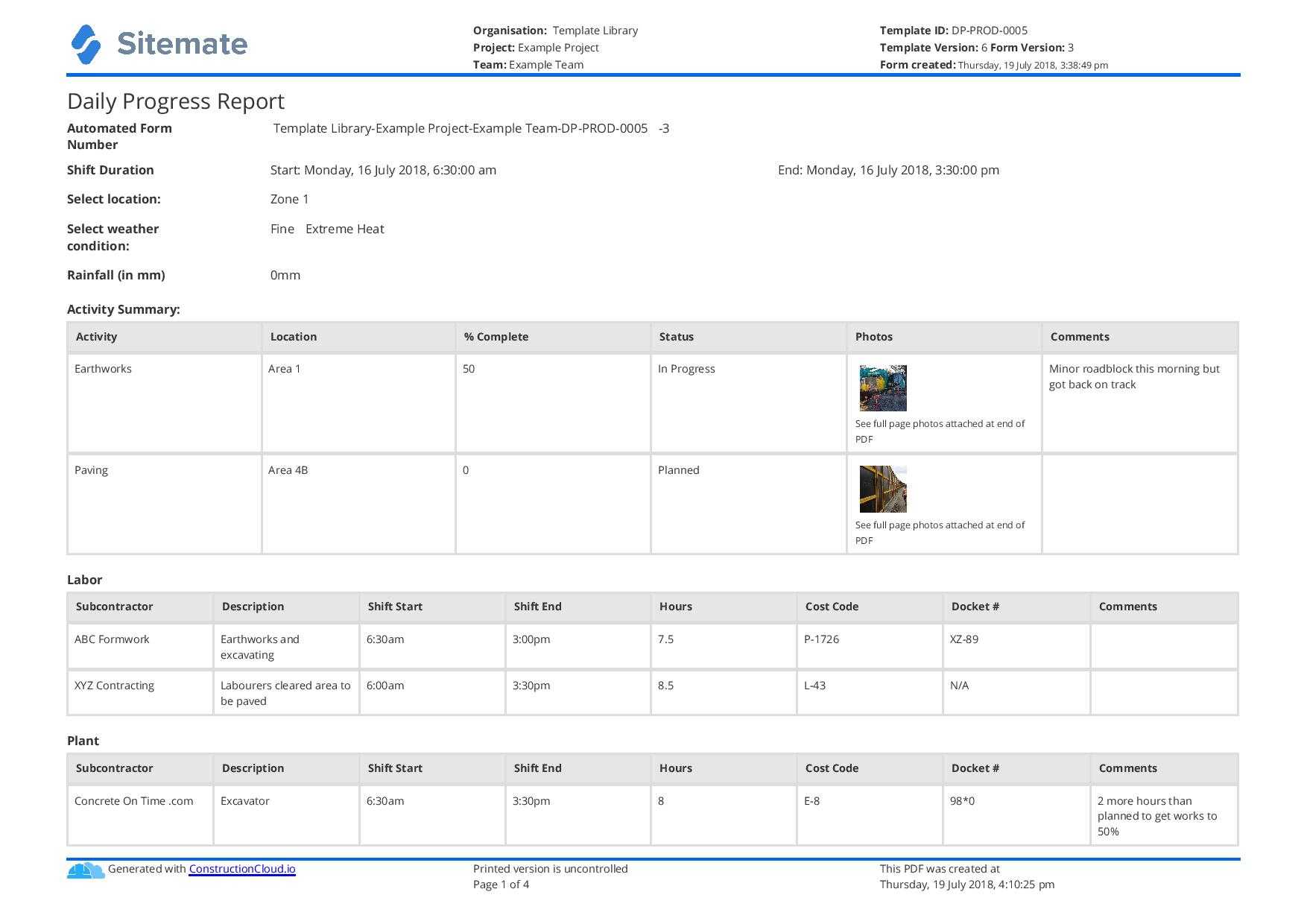 Free Construction Daily Report Template (Better Than Pdf With Regard To Monthly Activity Report Template