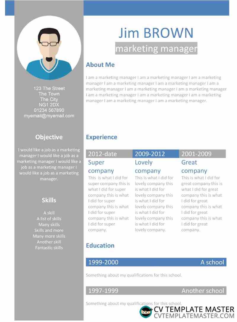 Free Creative 'profile' Word Cv Template – Cv Template Master With Regard To Another Word For Template