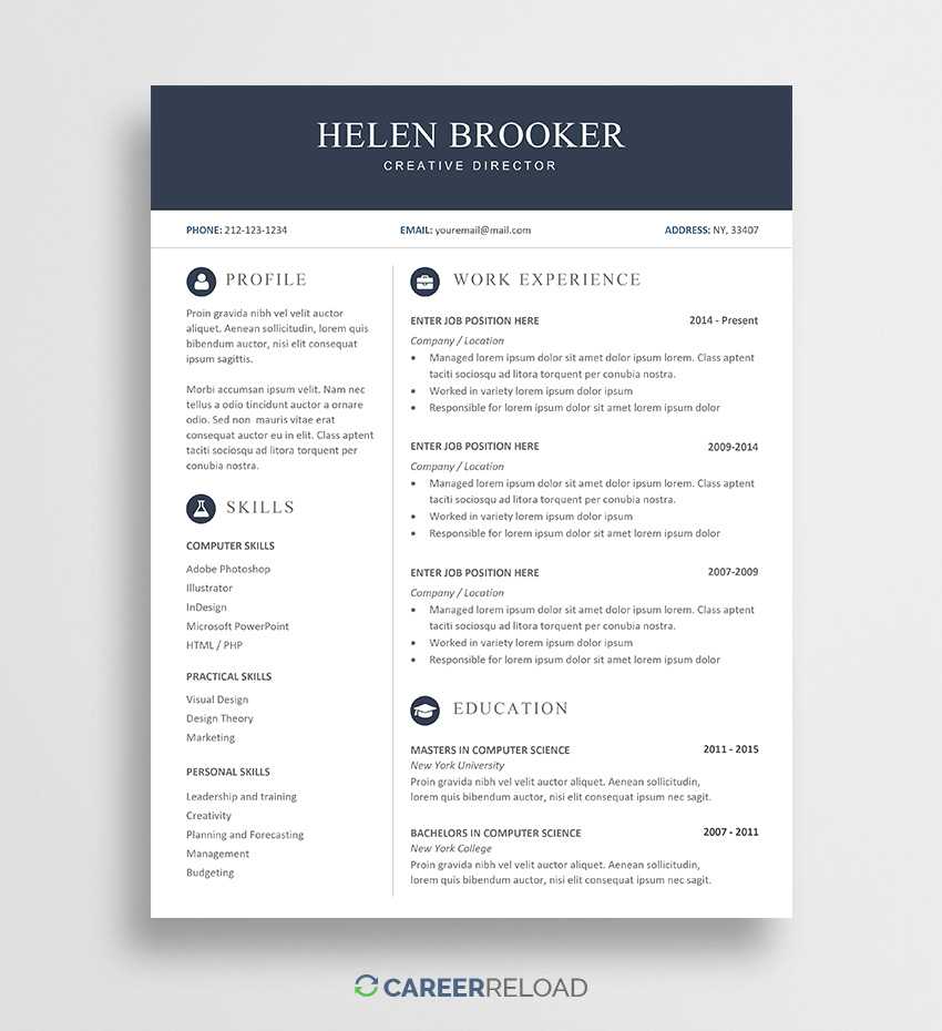 Free Cv Template For Word - Free Download - Career Reload Within Free Resume Template Microsoft Word