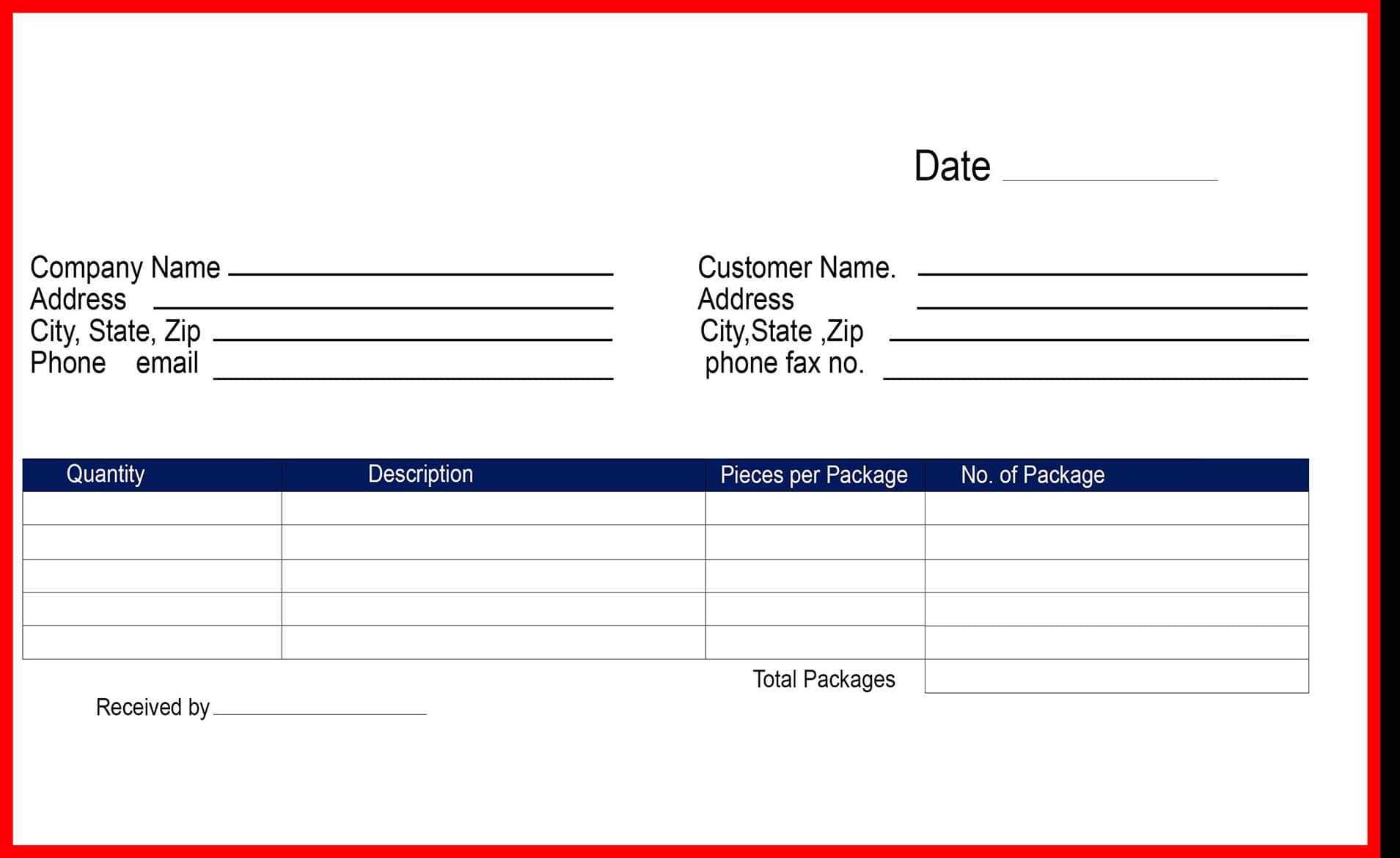 Free Delivery Receipt Template [Pdf, Word Doc & Excel] Regarding Blank Taxi Receipt Template