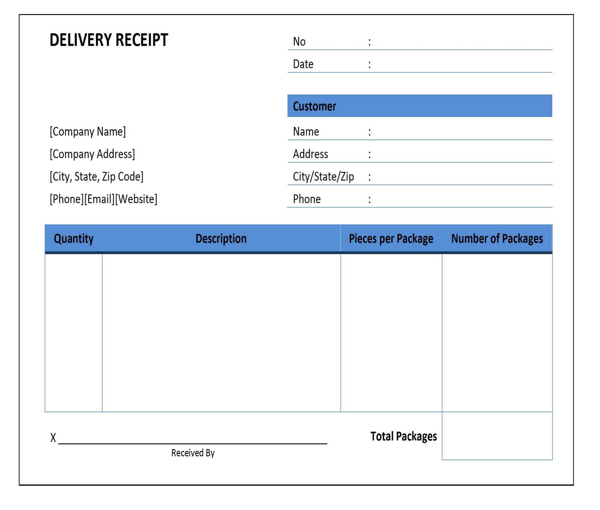 Free Delivery Receipt Template [Pdf, Word Doc & Excel] Throughout Proof Of Delivery Template Word