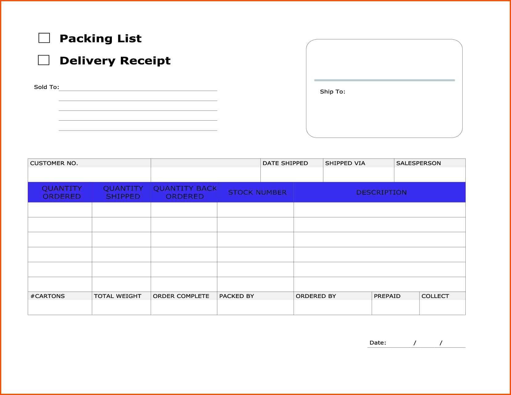 Free Delivery Receipt Template [Pdf, Word Doc & Excel] Within Proof Of Delivery Template Word