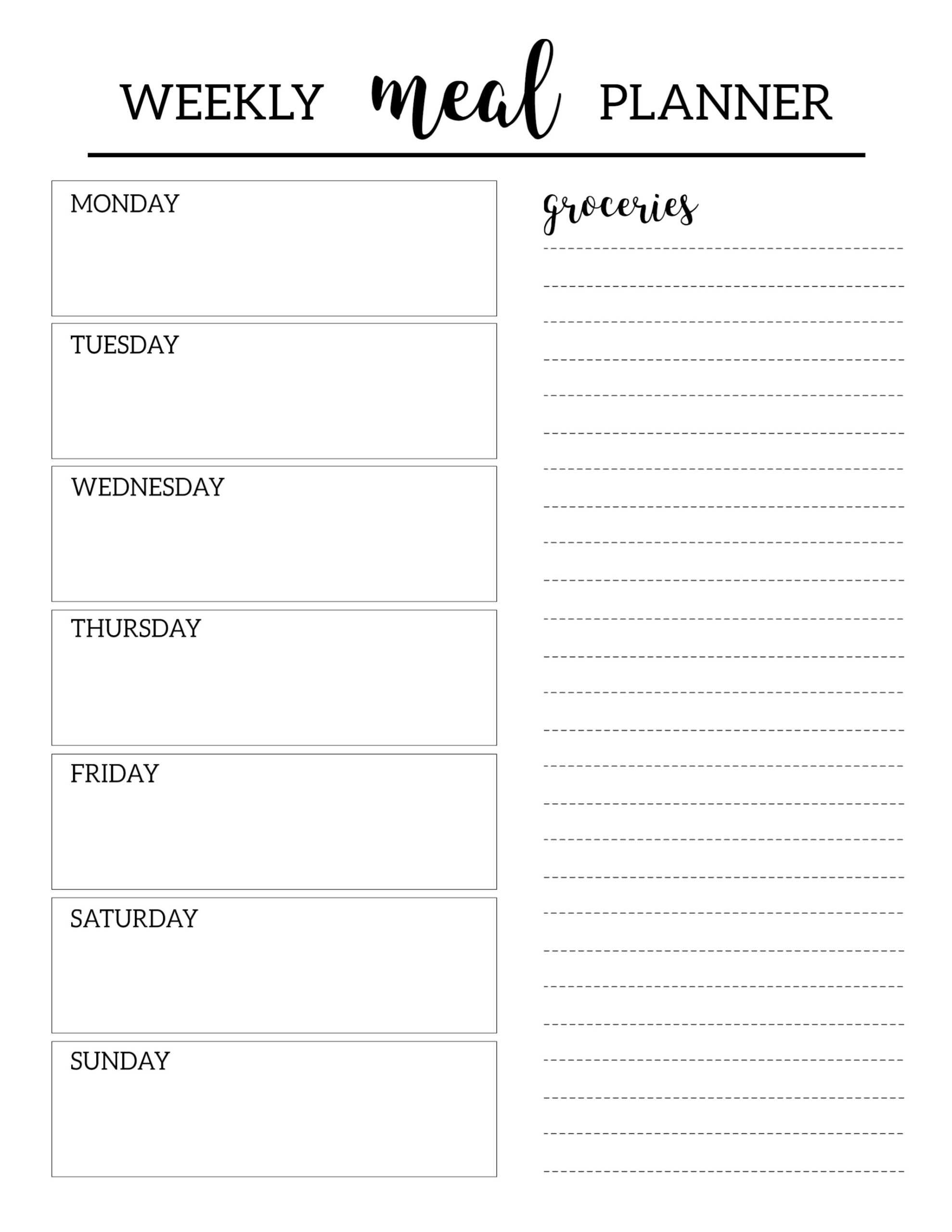 Free Download Weekly Meal Planner Template | Printable With Regard To Meal Plan Template Word