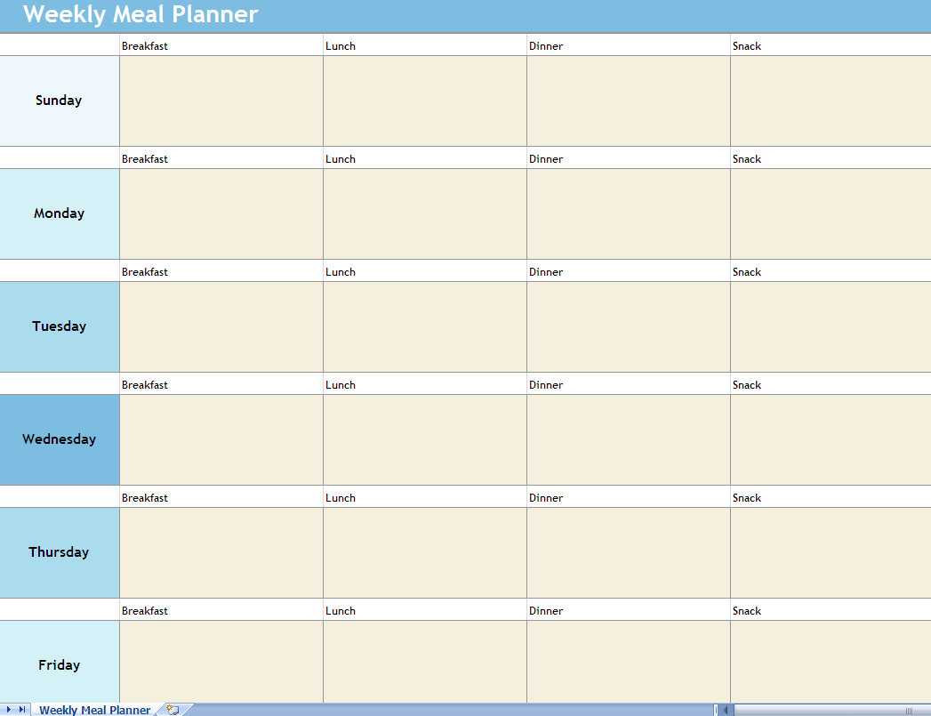 Free Download Weekly Meal Planner Template | Printable With Regard To Weekly Meal Planner Template Word