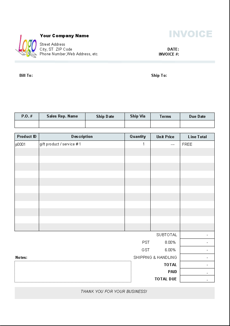 Free Downloadable Invoice Template Word Free Invoice Template With Regard To Free Downloadable Invoice Template For Word