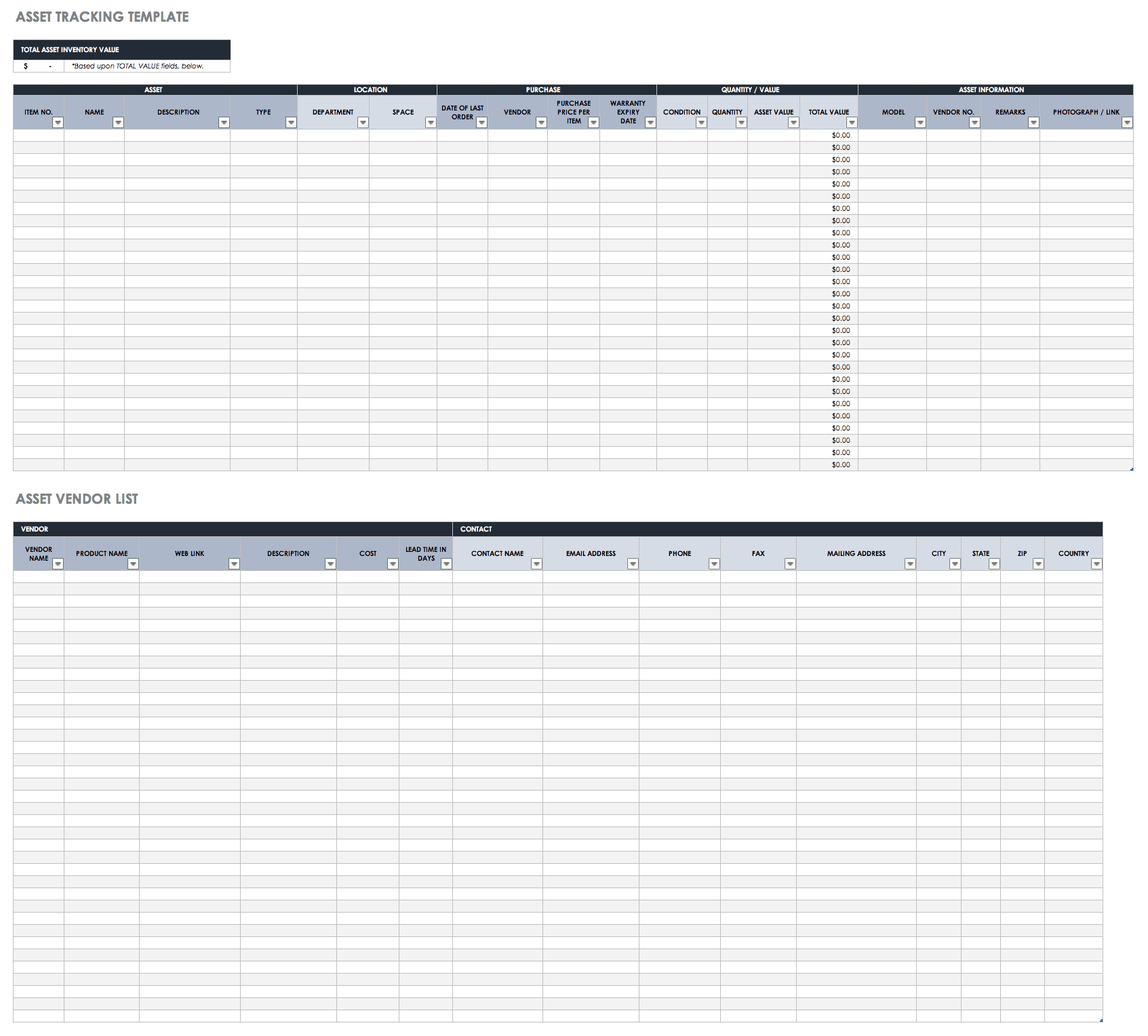 Free Excel Inventory Templates: Create & Manage | Smartsheet Within Stock Report Template Excel