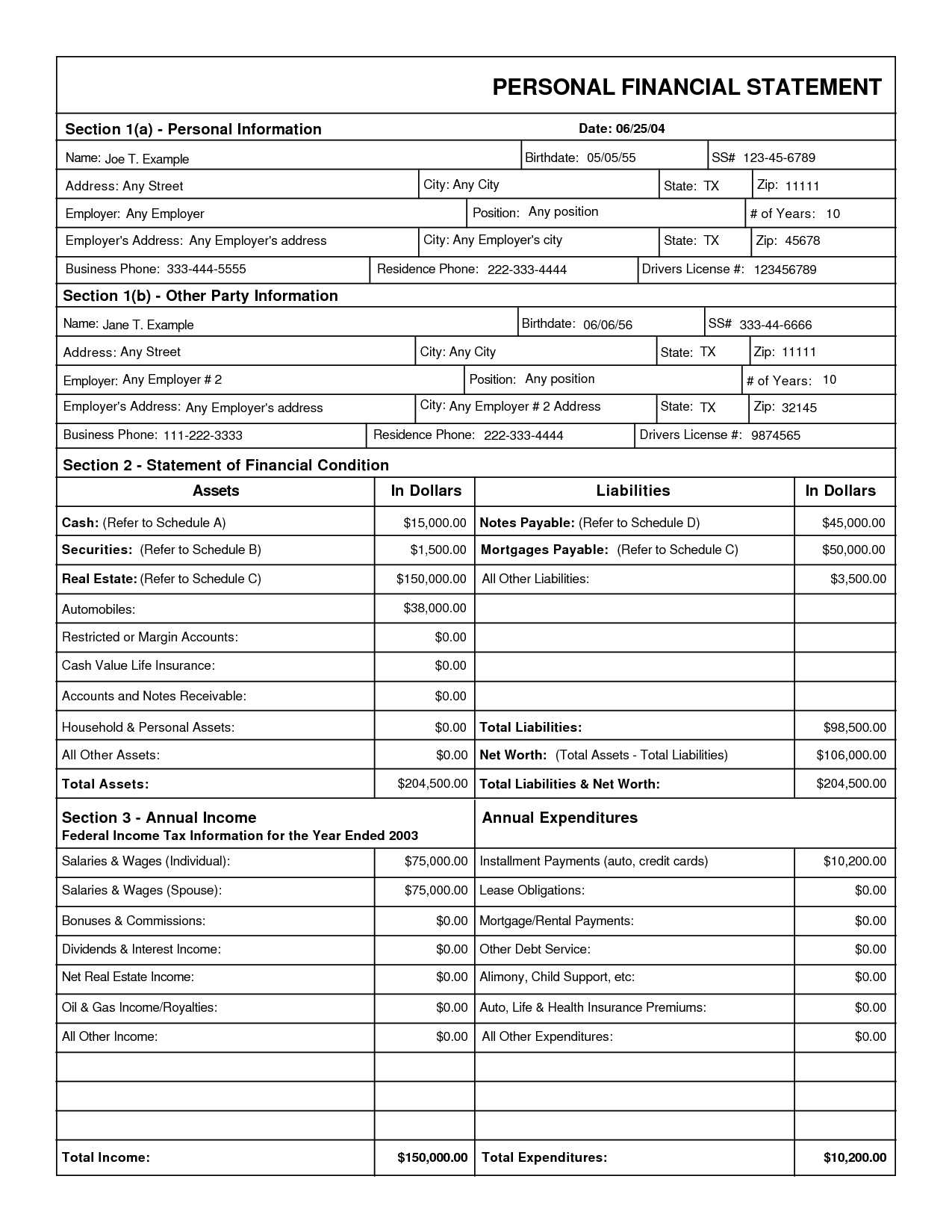 Free Financial Statement Form Download – Falep.midnightpig.co Intended For Blank Personal Financial Statement Template