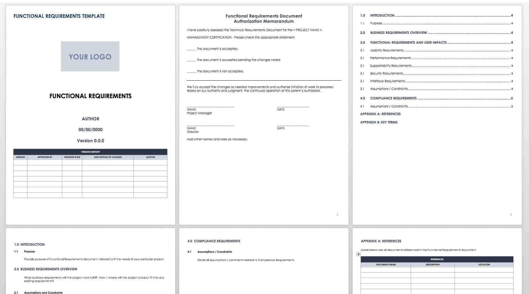 Free Functional Specification Templates | Smartsheet Within Report Requirements Document Template