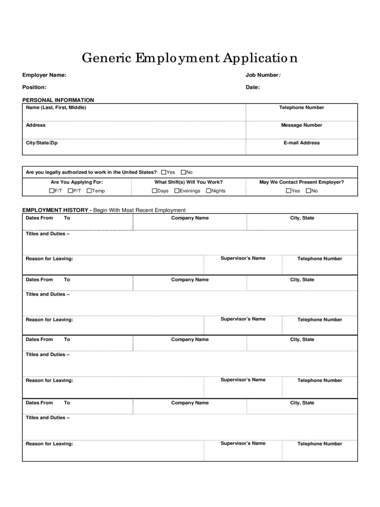Free Generic Job Application Template - Dalep.midnightpig.co Inside Job Application Template Word Document