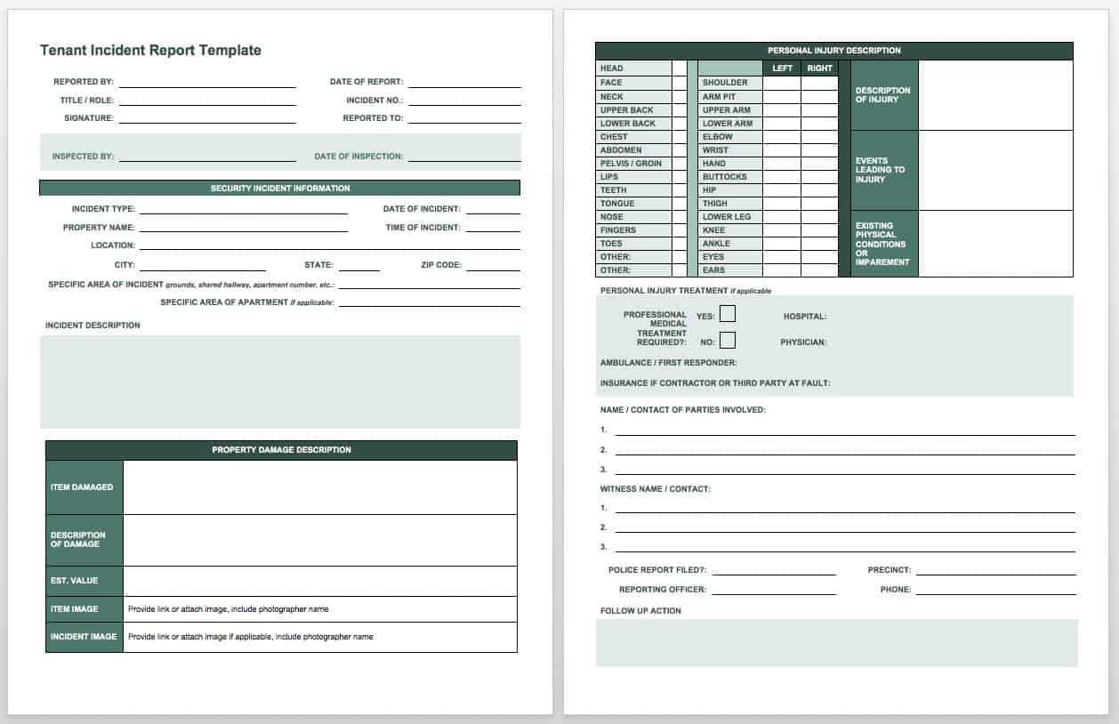 Free Incident Report Templates & Forms | Smartsheet For Injury Report Form Template