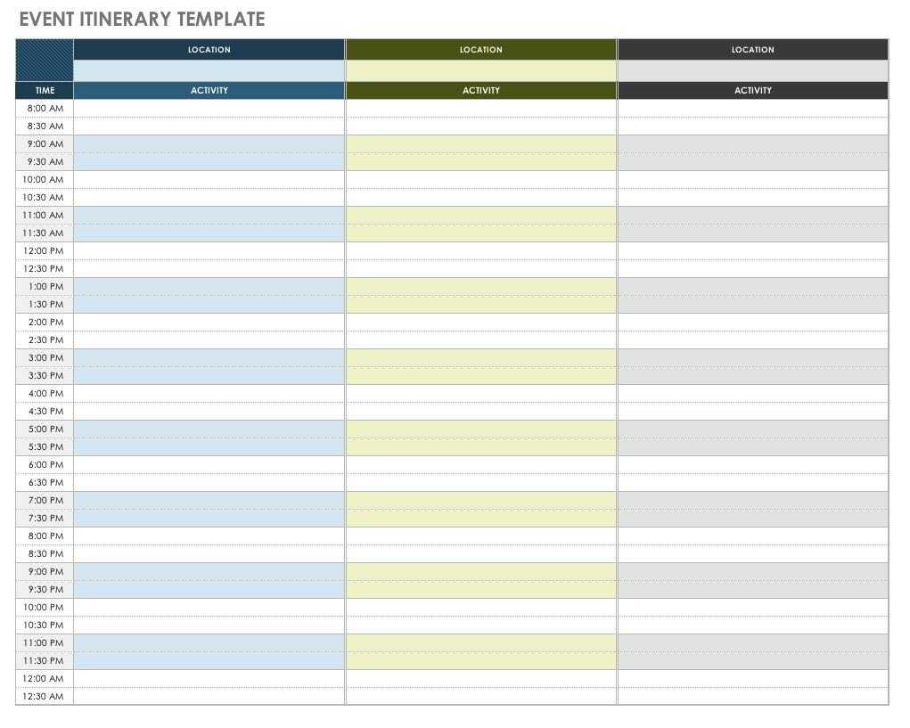 Free Itinerary Templates | Smartsheet Inside Blank Trip Itinerary Template