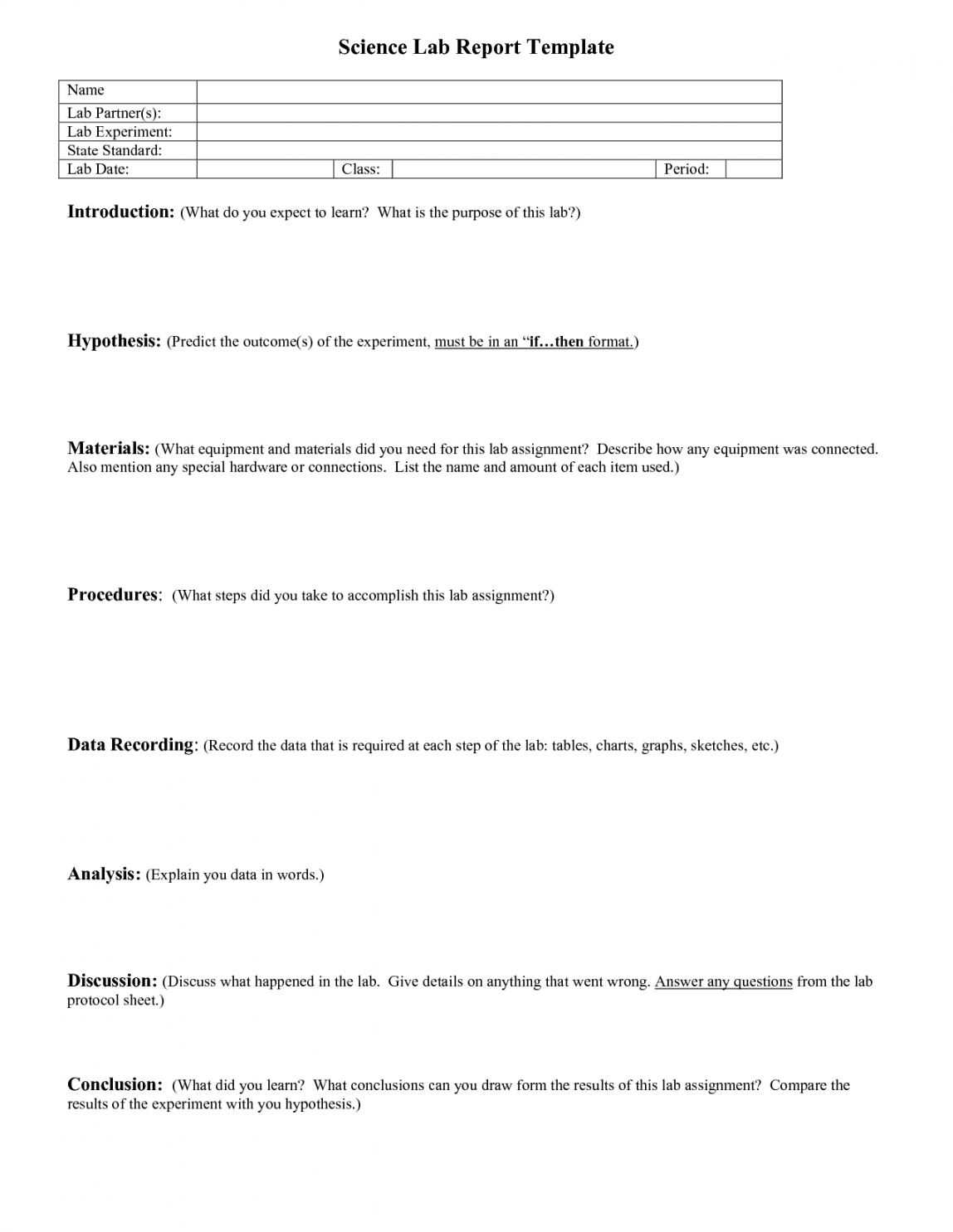 Free Lab Report Outline Science Lab Report Template School Throughout Science Lab Report Template