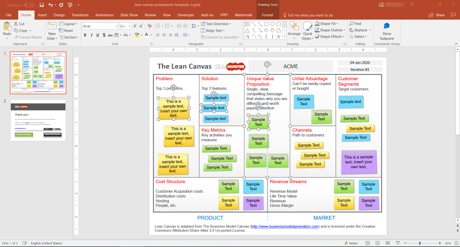 Free Lean Canvas Powerpoint Template – Fppt In Lean Canvas Word Template