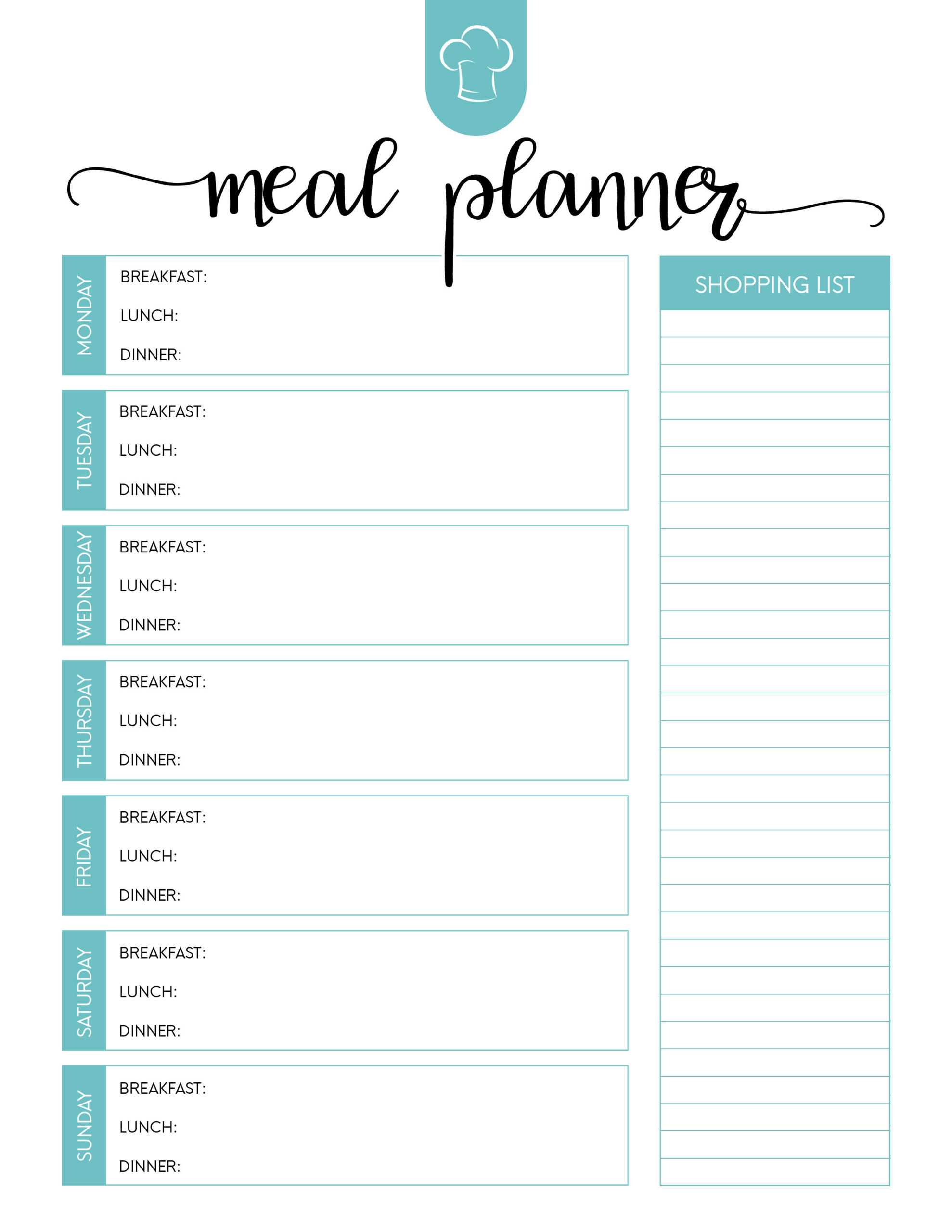 Free Meal Planner - Calep.midnightpig.co Throughout Meal Plan Template Word