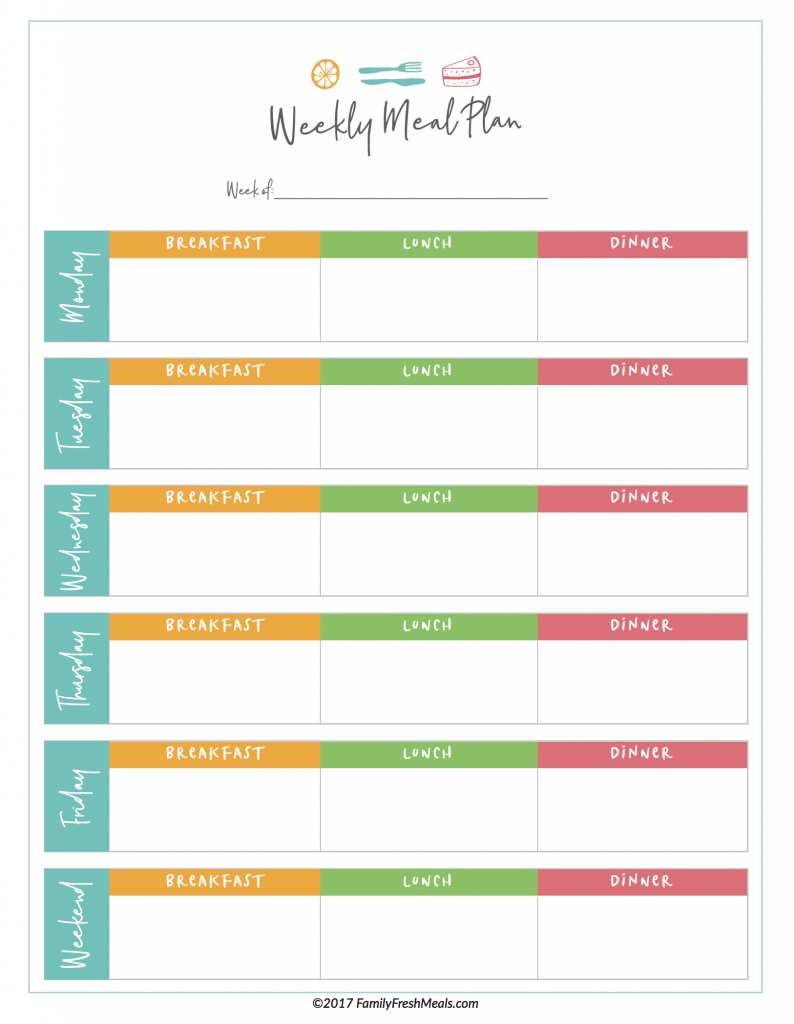 Free Meal Planner Template - Dalep.midnightpig.co Regarding Blank Meal Plan Template