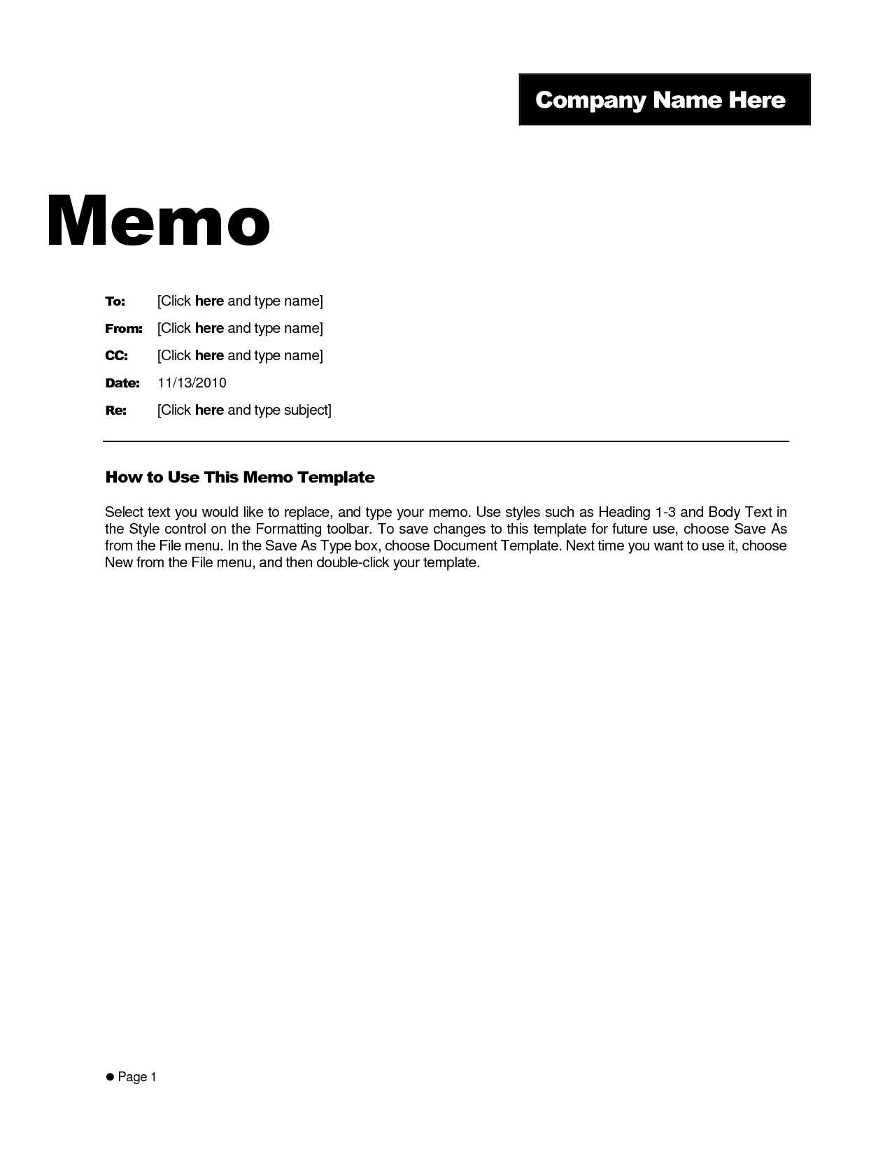 Free Memo Template Word 2010 – Kerren Within Memo Template Word 2013