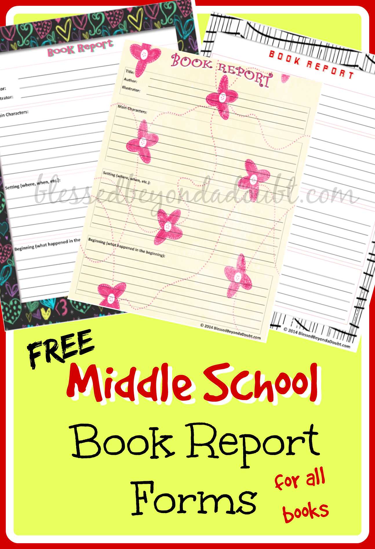 Free Middle School Printable Book Report Form! – Blessed For Book Report Template Middle School