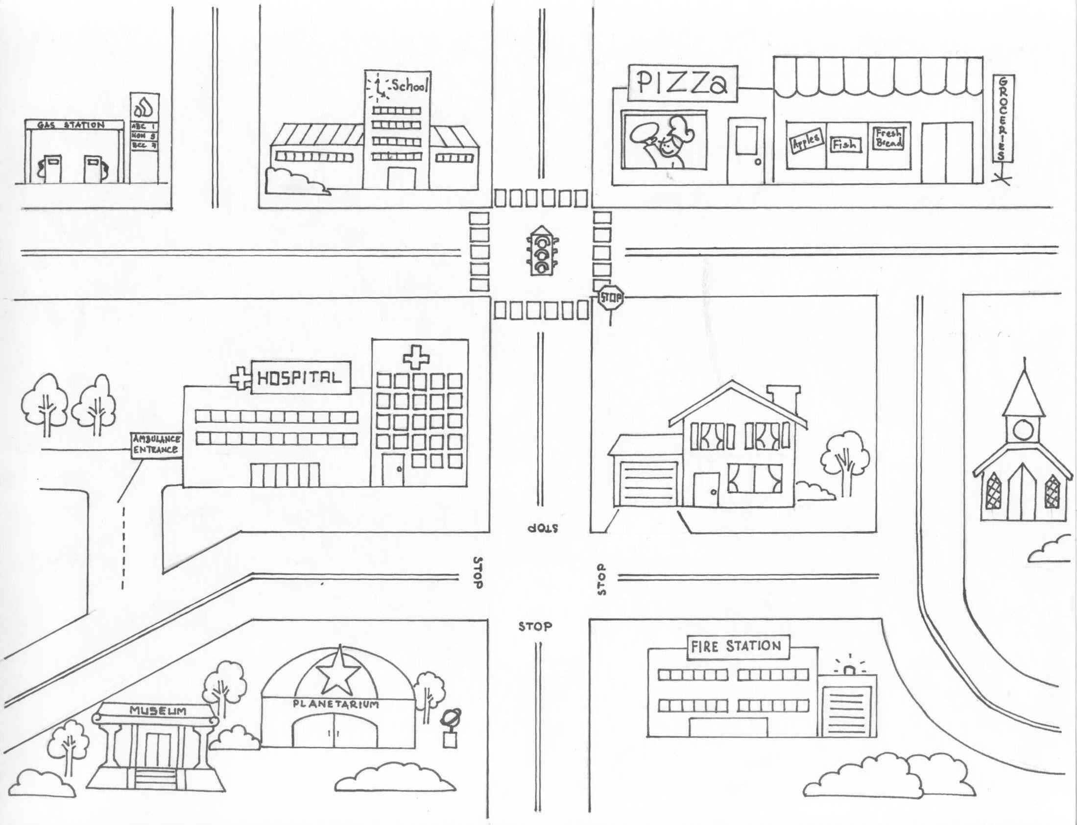 Free Neighborhood Map Coloring Page, Download Free Clip Art In Blank City Map Template