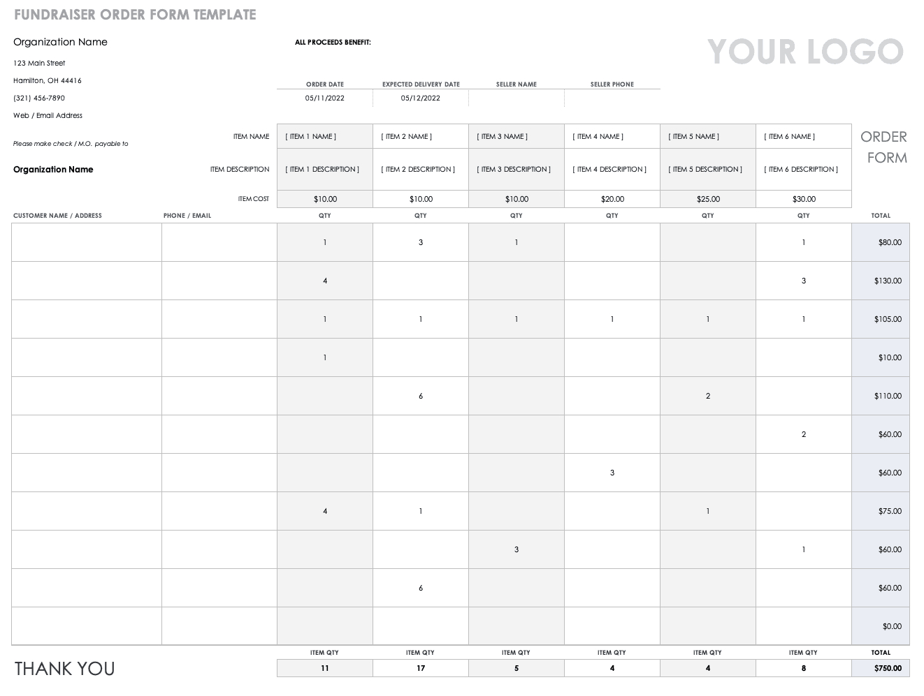 Free Order Form Templates | Smartsheet Pertaining To Blank Fundraiser Order Form Template