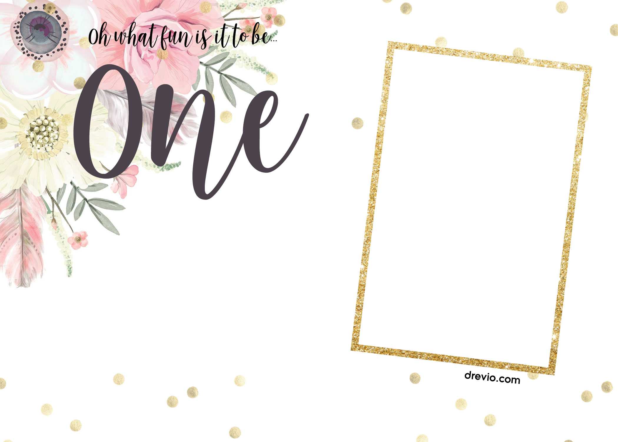 Free Printabe Boho Chic First Birthday Invitation Templates Pertaining To Blank Templates For Invitations