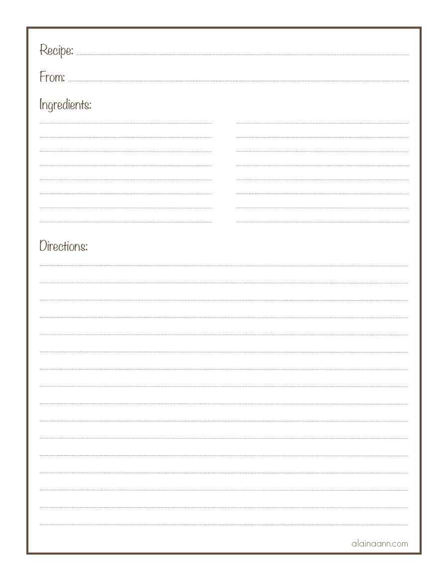 Free Printable Recipe Pages - Calep.midnightpig.co With Regard To Full Page Recipe Template For Word