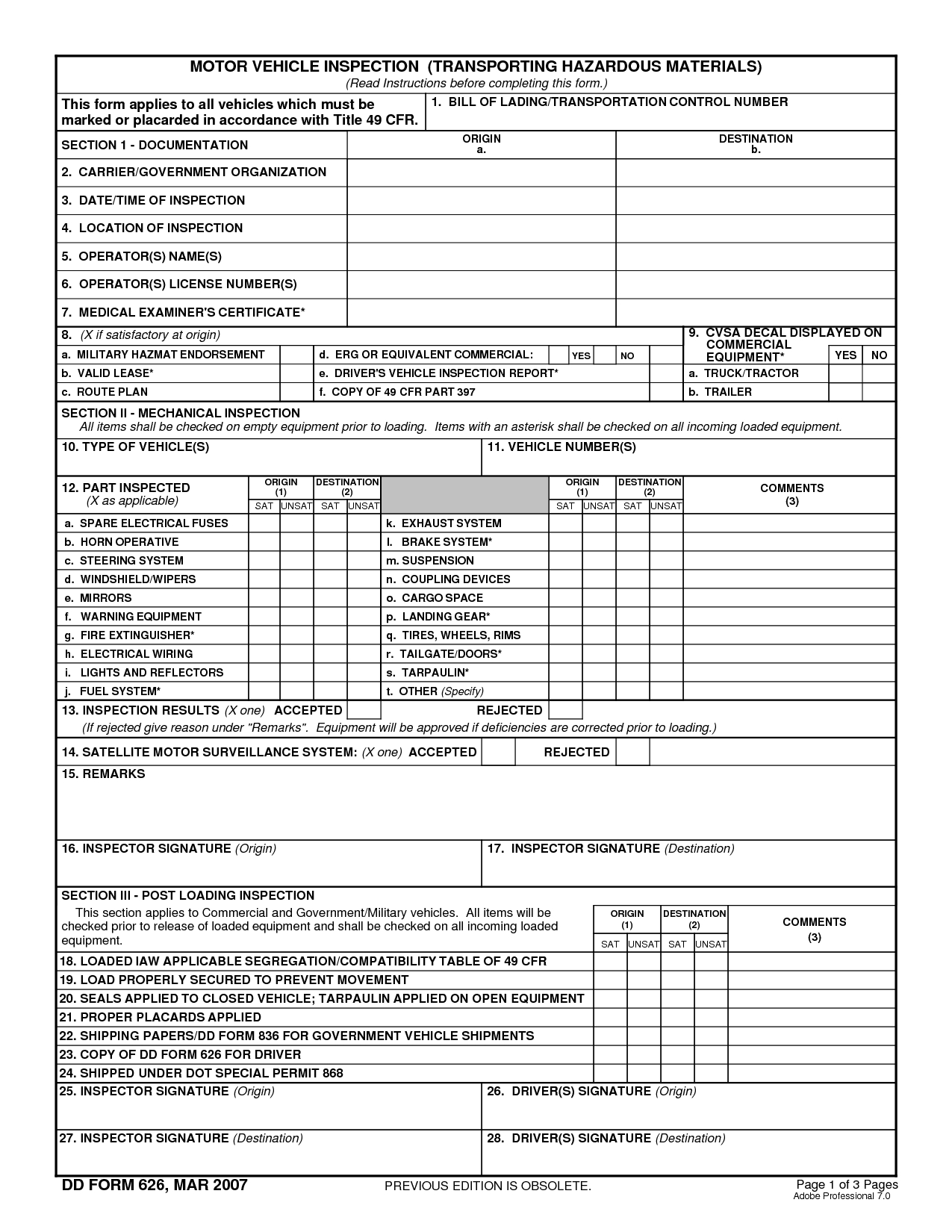 Free Printable Vehicle Inspection Form Template Ideas In Vehicle Inspection Report Template
