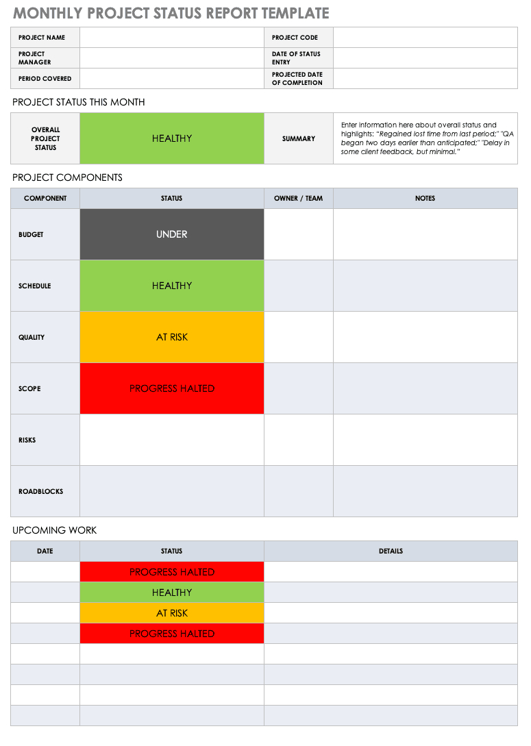 Free Project Report Templates | Smartsheet In Project Portfolio Status Report Template