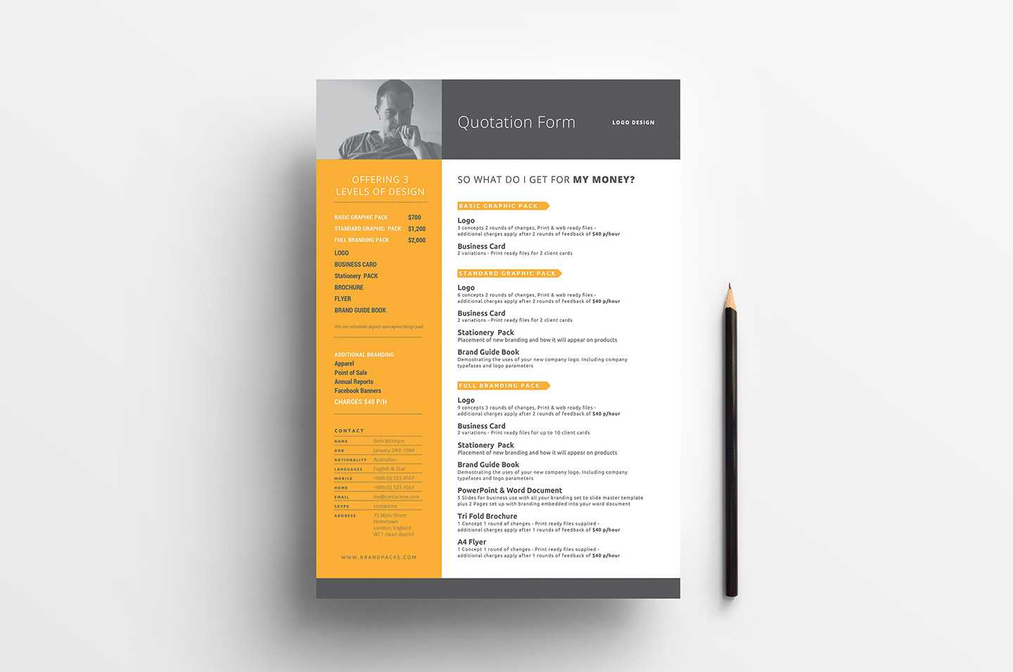 Free Quotation Form Template – Psd, Ai & Vector – Brandpacks With Web Design Quote Template Word