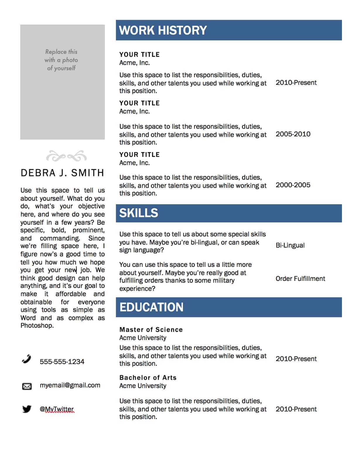 Free Resume Template Microsoft Office – Dalep.midnightpig.co With Regard To Resume Templates Word 2007