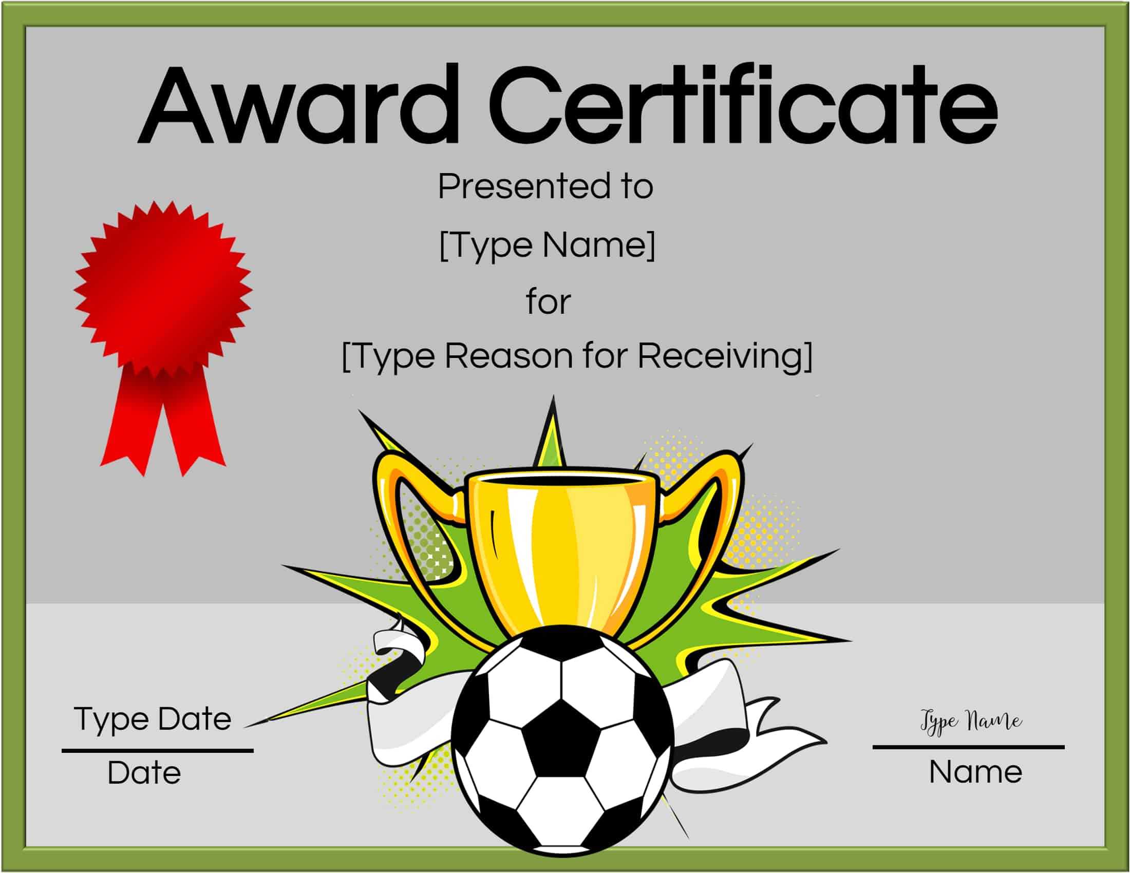 Free Soccer Certificate Maker | Edit Online And Print At Home Pertaining To Soccer Certificate Templates For Word