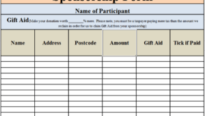 Free Sponsorship Form Template Word, Excel &amp; Pdf Samples in Blank Sponsorship Form Template
