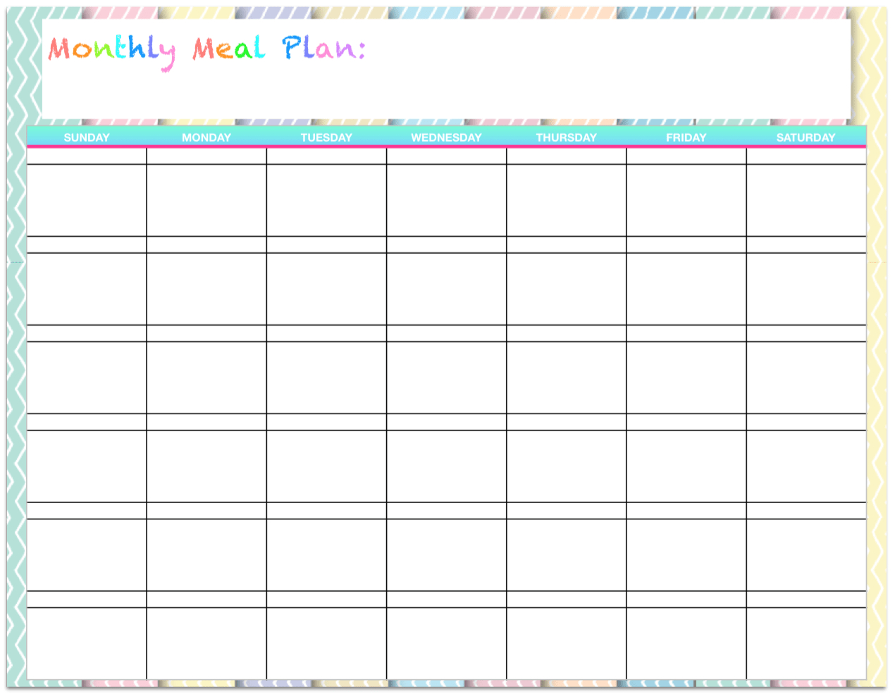 Free Templates: Monthly Menu Planners ~ The Housewife Modern Pertaining To Blank Meal Plan Template