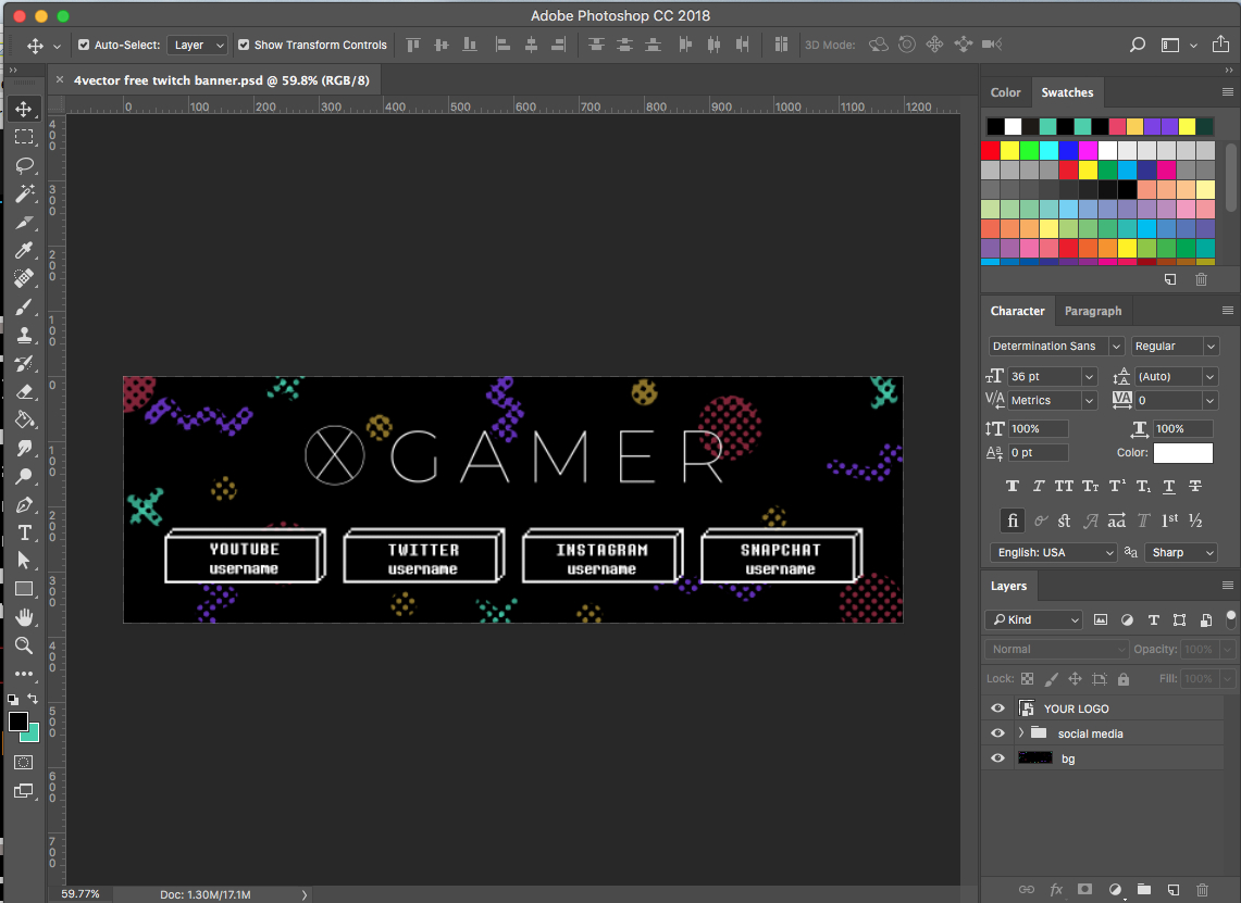 Free Twitch Banner Template In Psd (And How To) / 4Vector With Adobe Photoshop Banner Templates