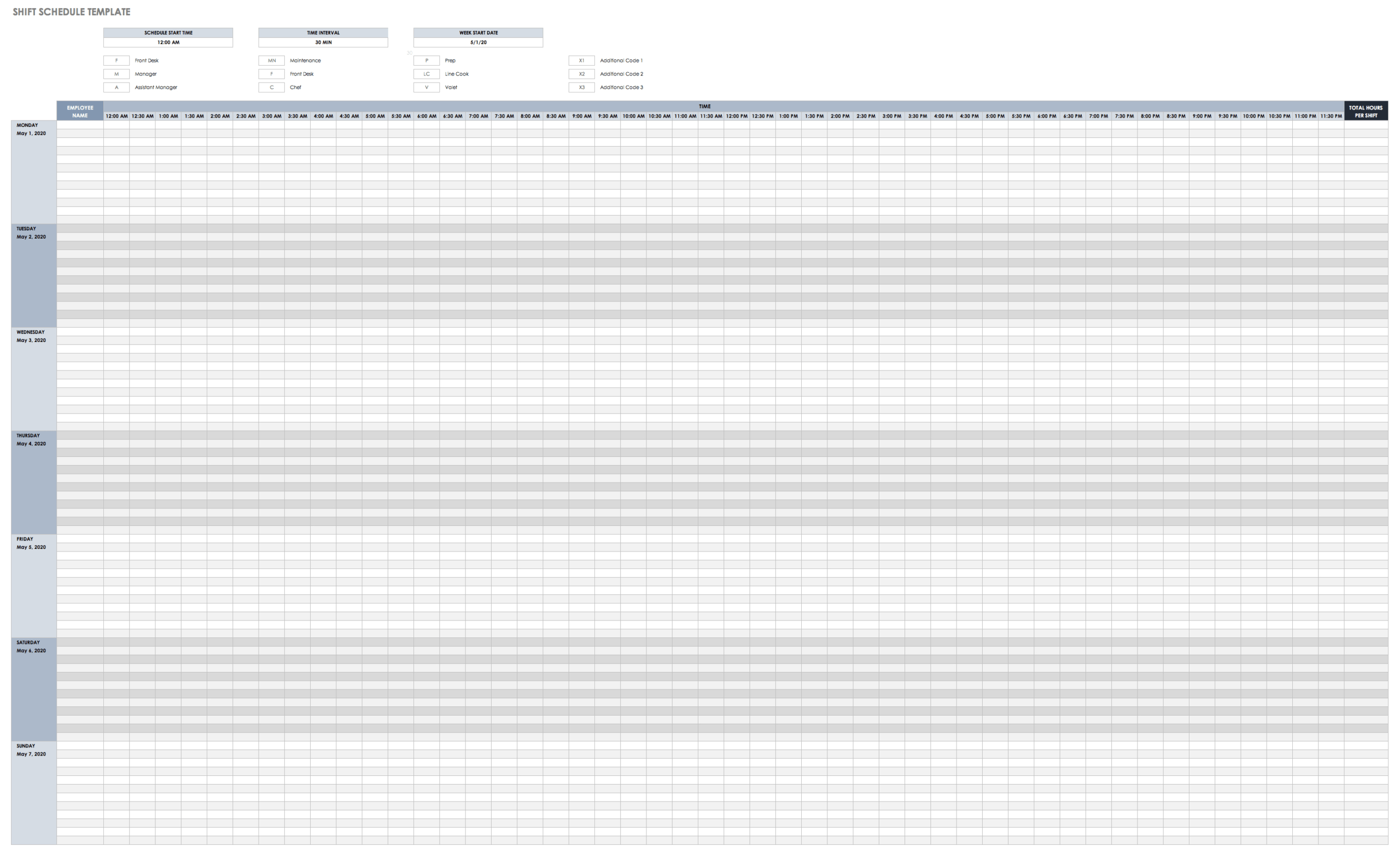 Free Work Schedule Templates For Word And Excel |Smartsheet Throughout Blank Monthly Work Schedule Template
