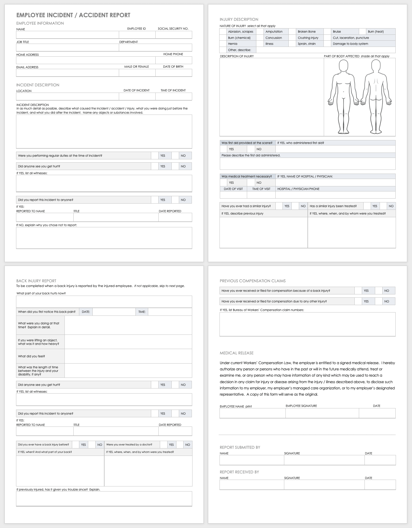 Free Workplace Accident Report Templates | Smartsheet For First Aid Incident Report Form Template