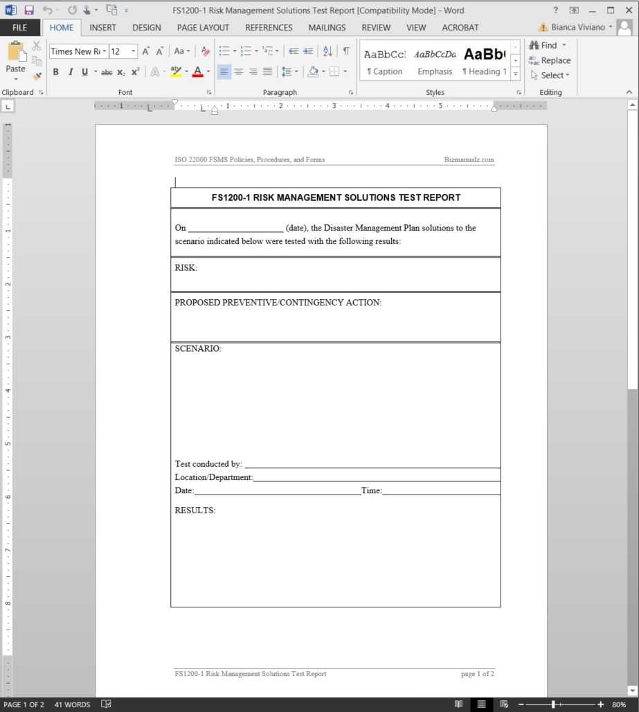 Fsms Risk Management Solutions Test Report Template | Fds1200 1 Throughout Weekly Test Report Template