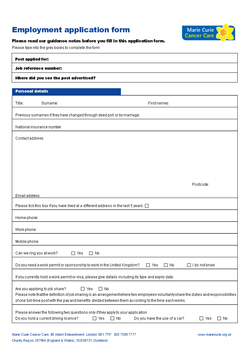General Application Employment Word | Templates At With Job Application Template Word