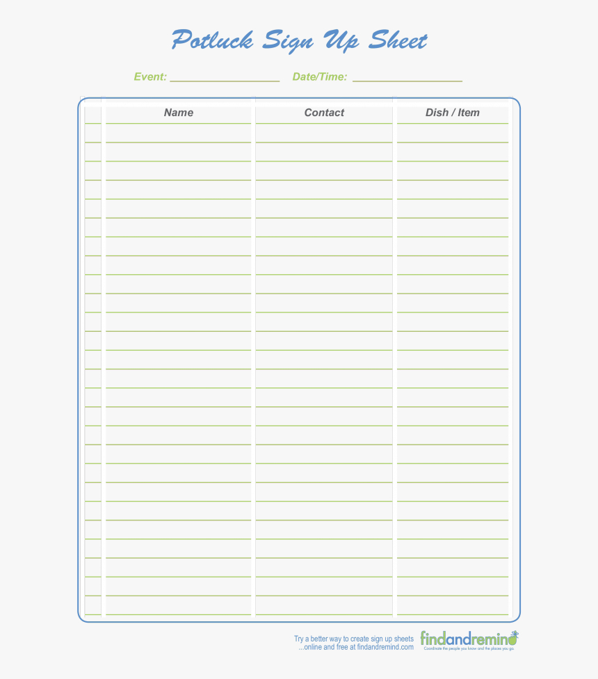Goodbye Potluck Signup Sheet, Hd Png Download – Kindpng Within Potluck Signup Sheet Template Word