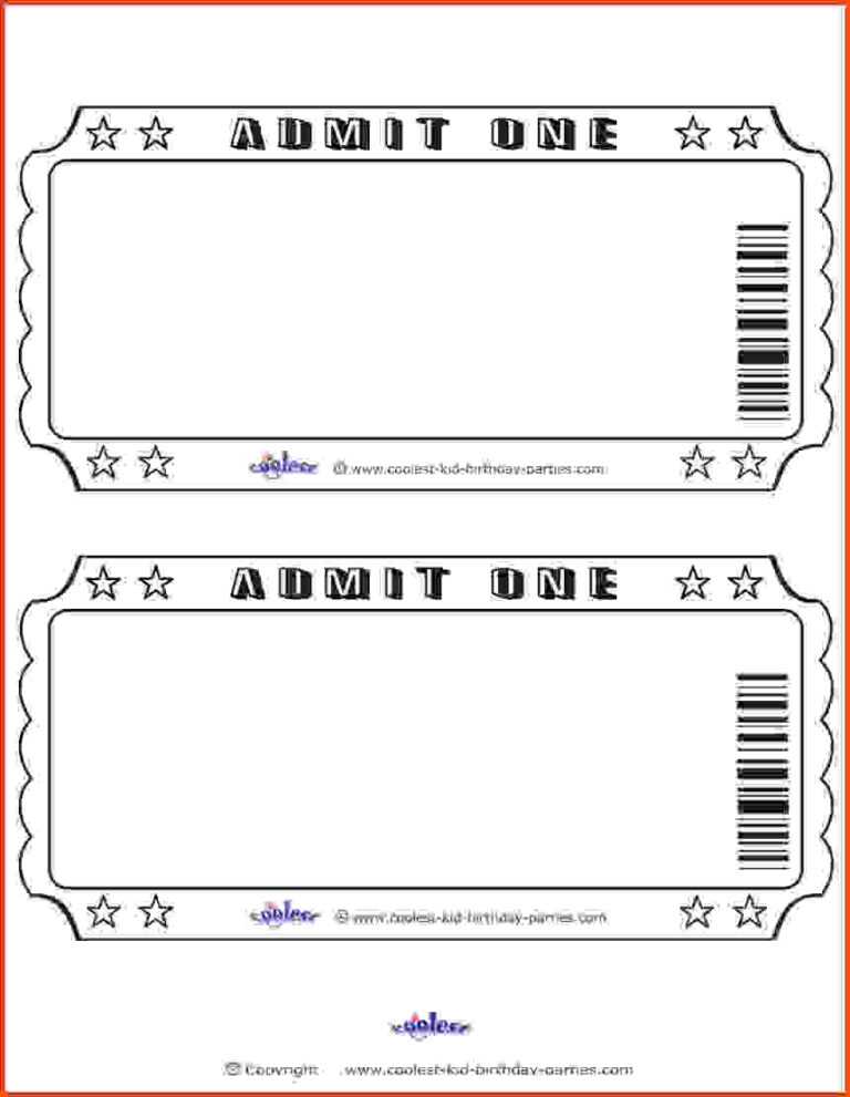 Blank Admission Ticket Template