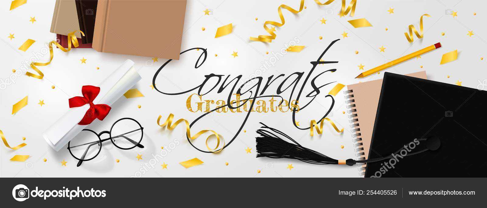 Graduation Vector Banner Template. Background Congrats Throughout Graduation Banner Template