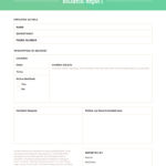 Green Incident Report Template Intended For After Event Report Template