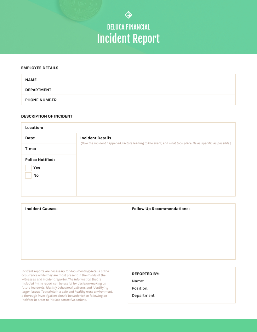 Green Incident Report Template Intended For What Is A Report Template