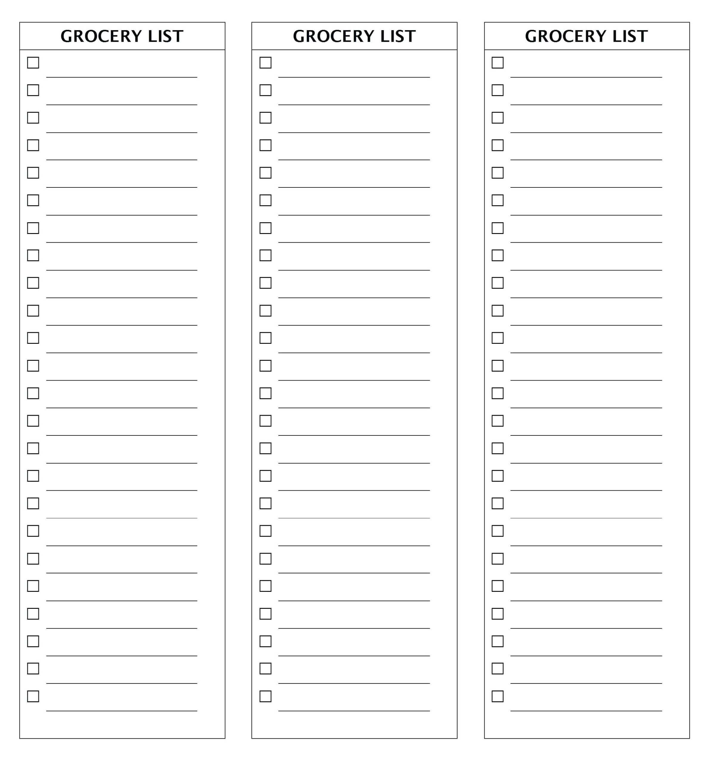 Grocery Checklist Template Excel – Harryatkins Throughout Blank Checklist Template Word