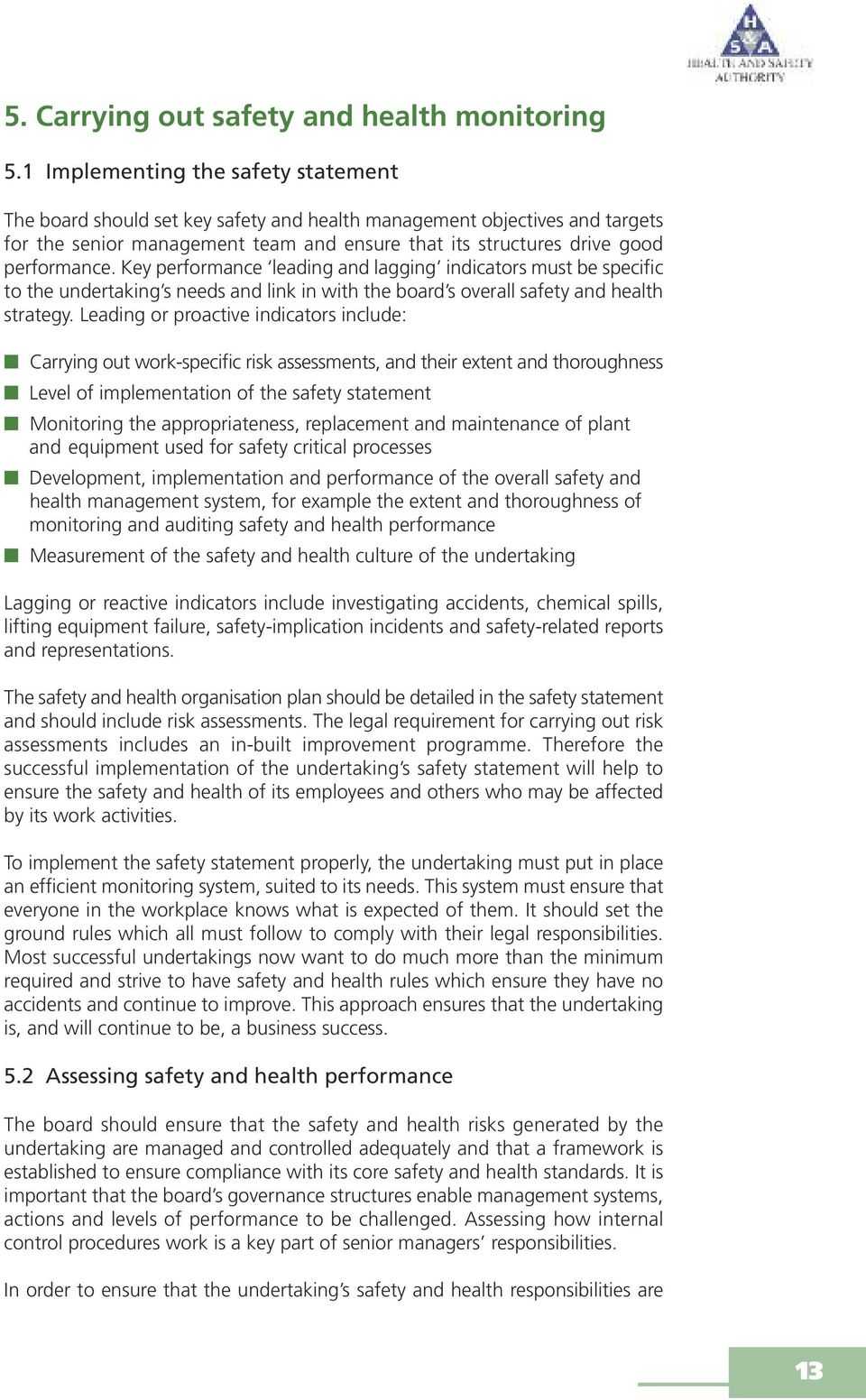 Guidance For Directors And Senior Managers On Their Pertaining To Health And Safety Board Report Template