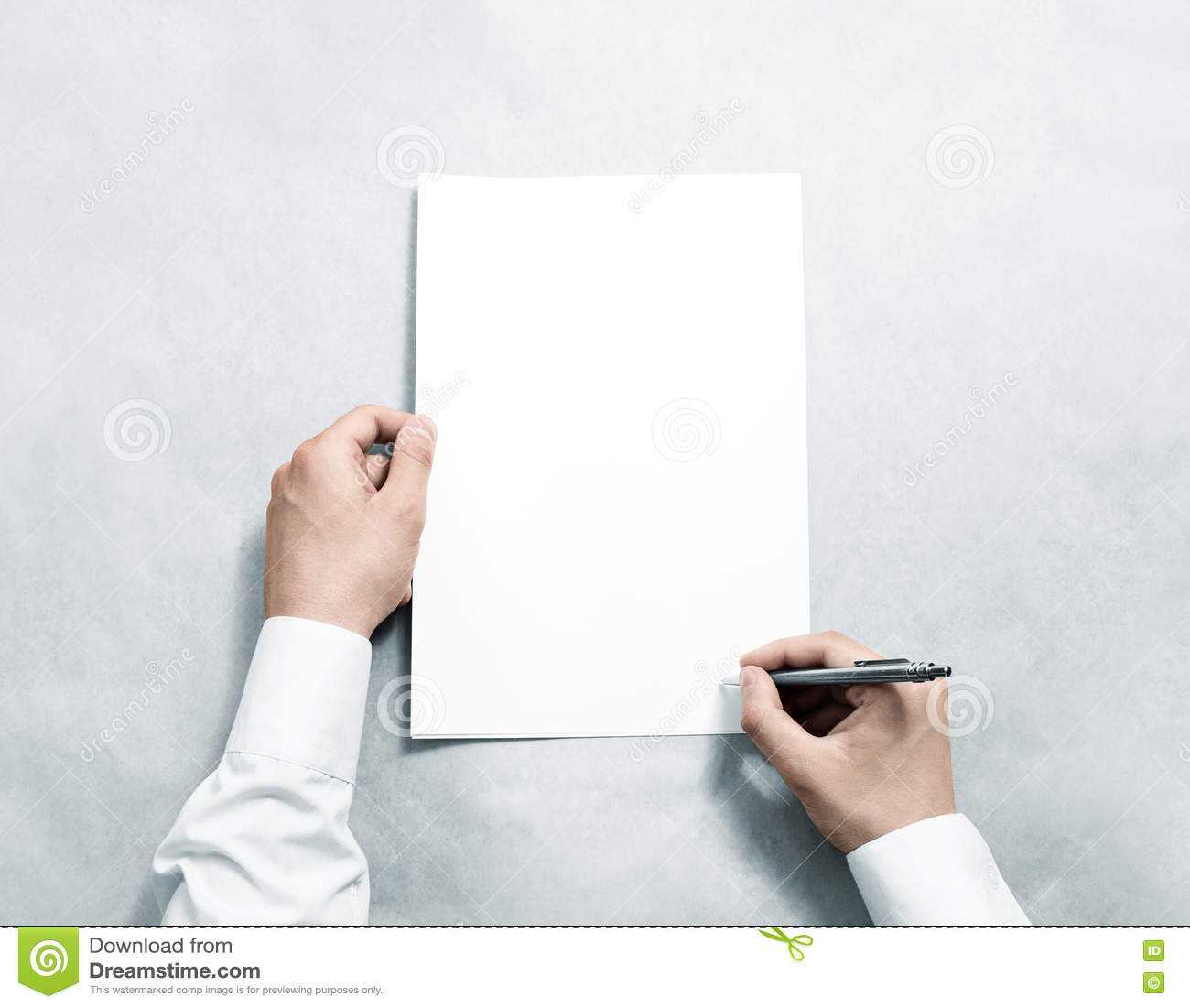Hand Holding Blank Agreement Mockup And Signing It. Stock Pertaining To Blank Legal Document Template