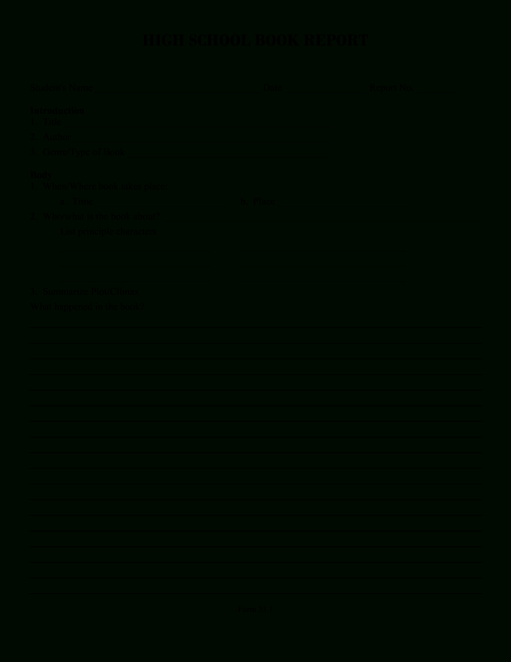 High School Book Report Template – Dalep.midnightpig.co Regarding Book Report Template 6Th Grade