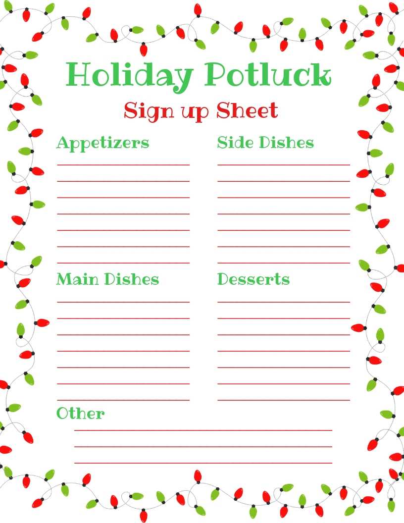Holiday Potluck Sign Up Sheet – Falep.midnightpig.co With Potluck Signup Sheet Template Word