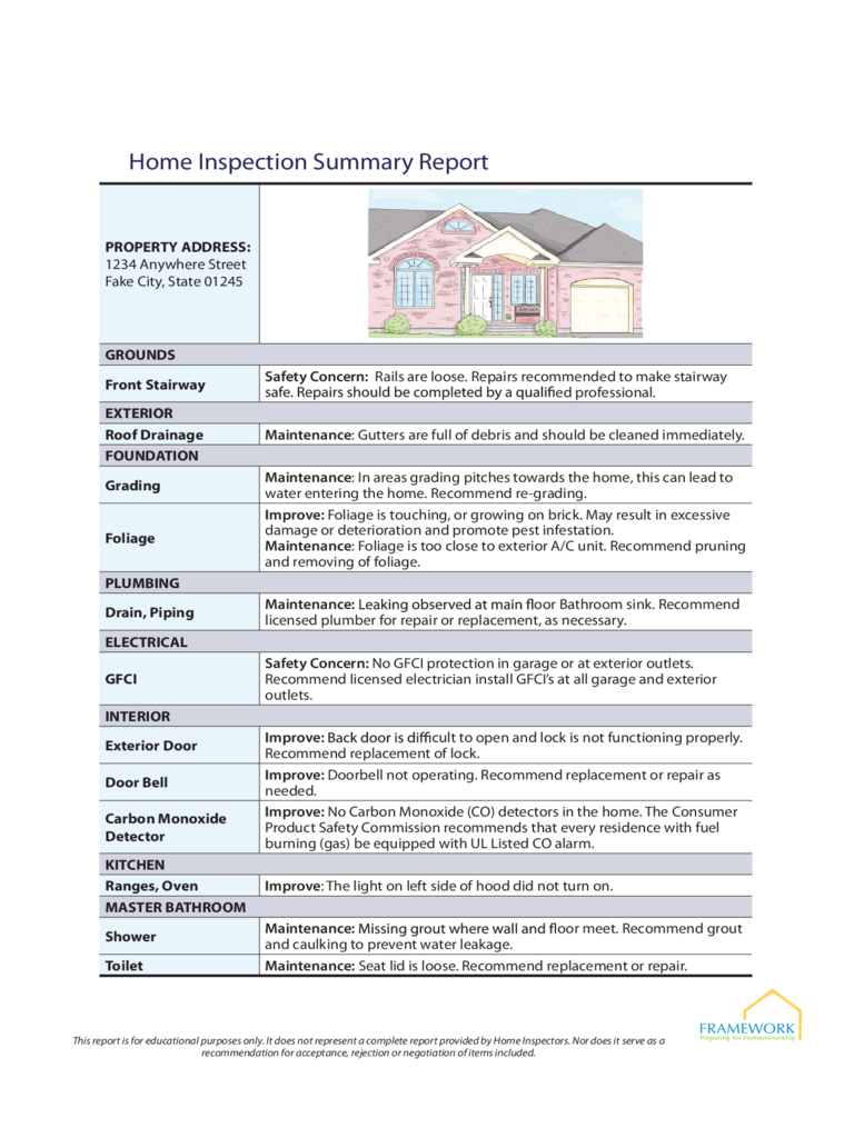 Home Inspection Report – 3 Free Templates In Pdf, Word For Drainage Report Template