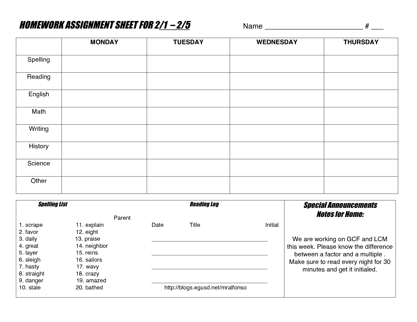 Homework Worksheet Templates For Teachers | Printable For Nursing Assistant Report Sheet Templates